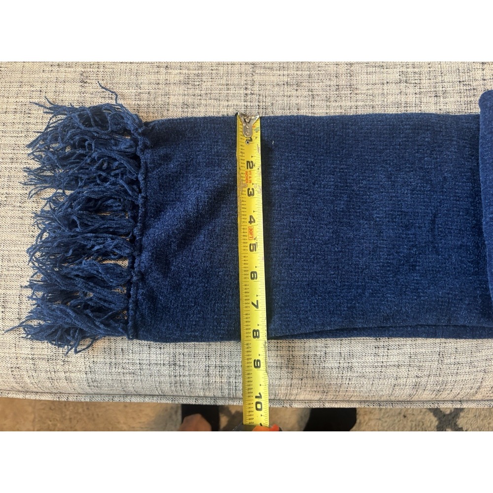 Vintage 2006 Berkshire Acrylic Navy Blue Fringe Rectangular Scarf Soft 8"x 54" - Picture 2 of 7